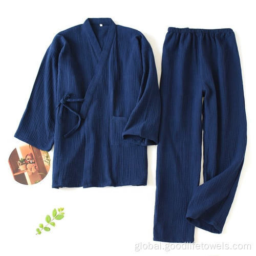 Adult Pajamas kimono couple 100% cotton double gauze sleepwear pajamas Supplier